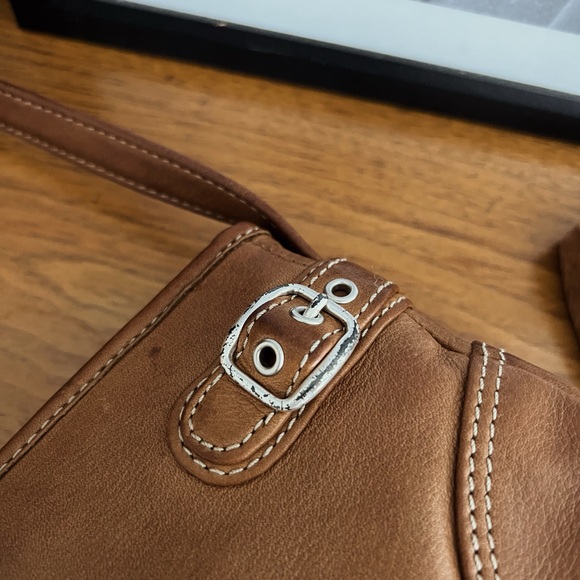 100% GENUINE LEATHER TAN SHOULDER BAG #0350 - Picture 14 of 15